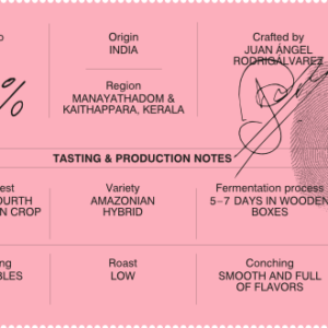 etiqueta de cacao 75% con huella de dedo India
