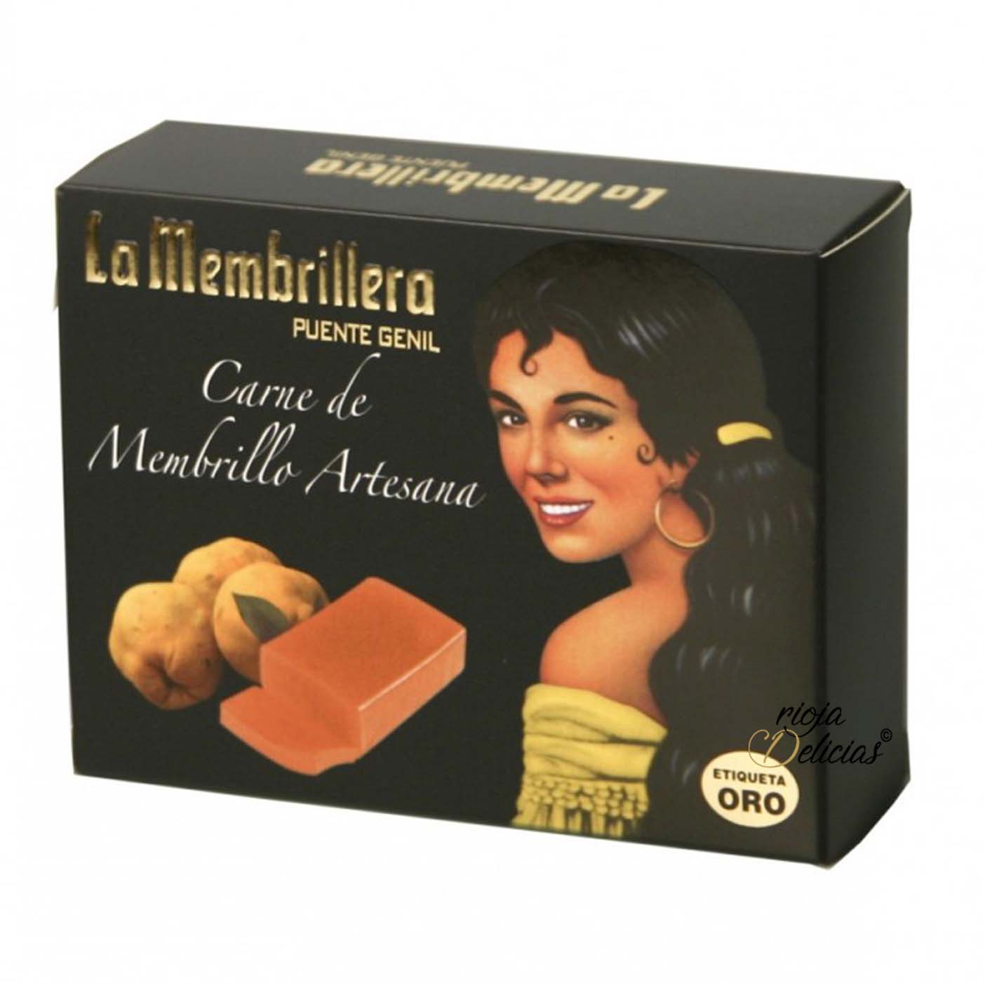 Caja producto de muestra Carne de membrillo artesano etiqueta de oro La Rioja